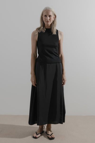 Draw Skirt | Black Linen - Company Store