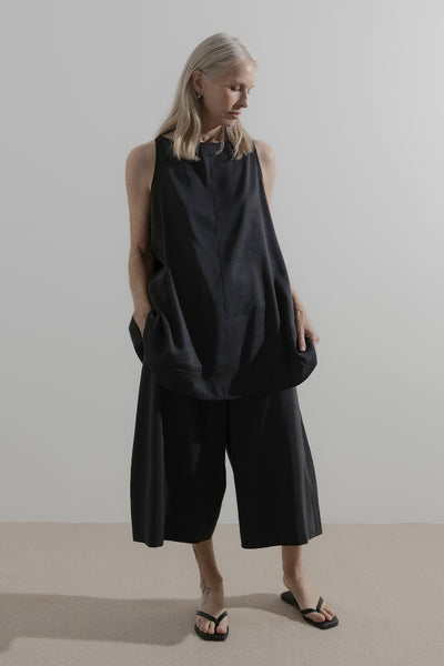 Long Line Short | Black Silk Linen - Company Store