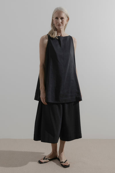 Long Line Short | Black Silk Linen - Company Store