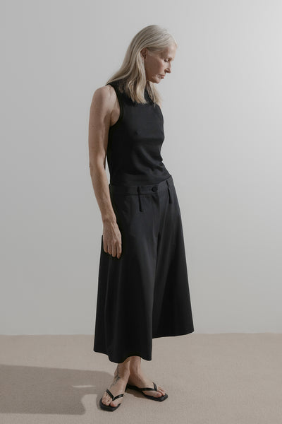 Long Line Short | Black Wool Suiting