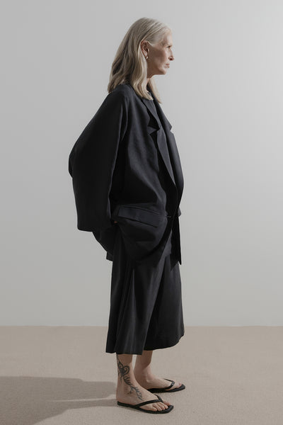 Soft Blazer | Black Silk Linen