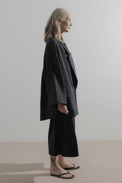 Soft Blazer | Black Silk Linen