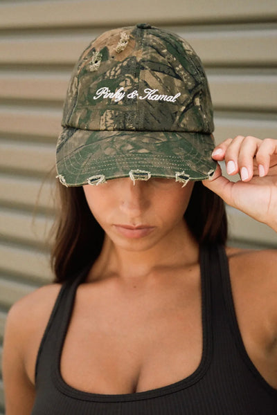 Pinky and Kamal Curved Cap | Distressed Camo