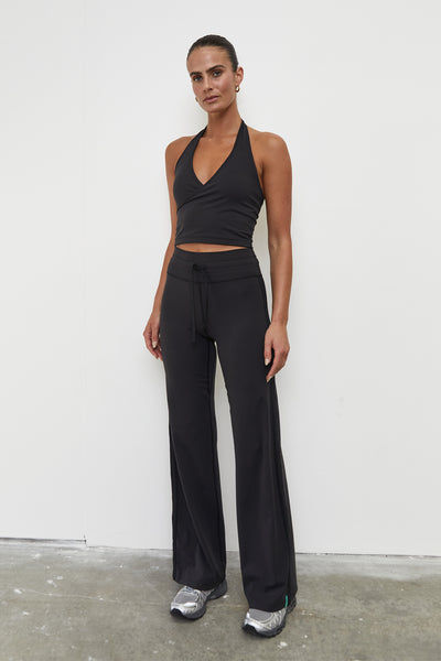 Straight Leg Tie Up Pant | Black