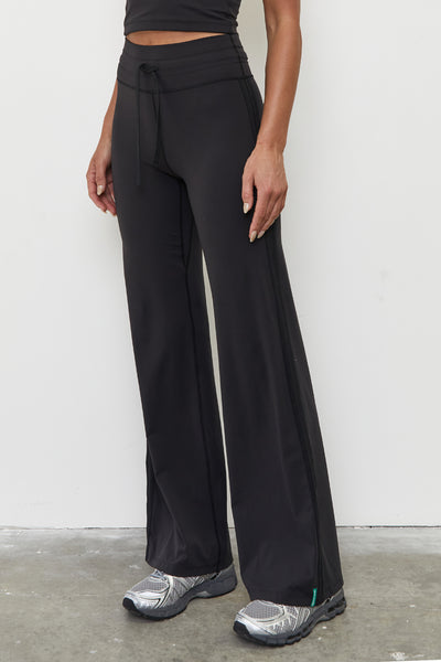 Straight Leg Tie Up Pant | Black
