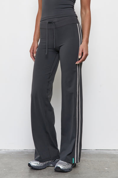 Straight Leg Tie Up Pant | Grey Stripe