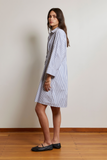 Pullover Shirt Dress | Cotton Stripe | Dark Blue + White