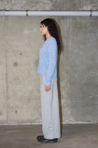 Home Tee | Cornflower Grid