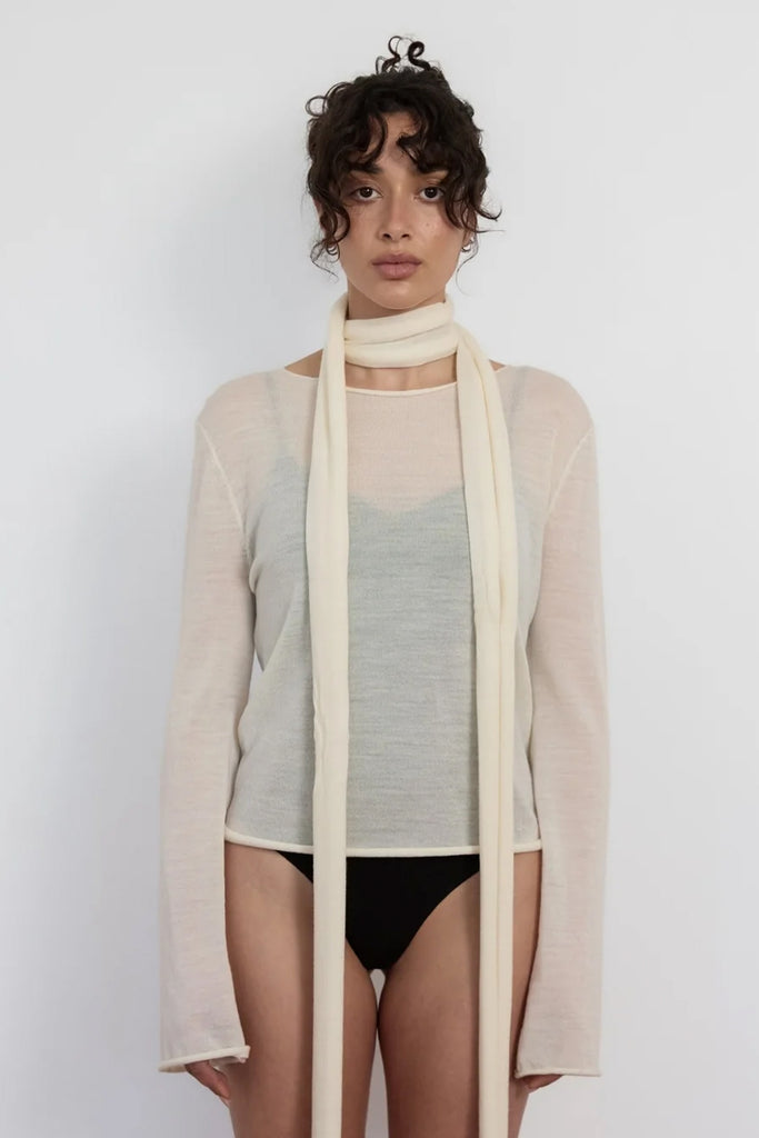 Lightweight Knit and Scarf | Cream
