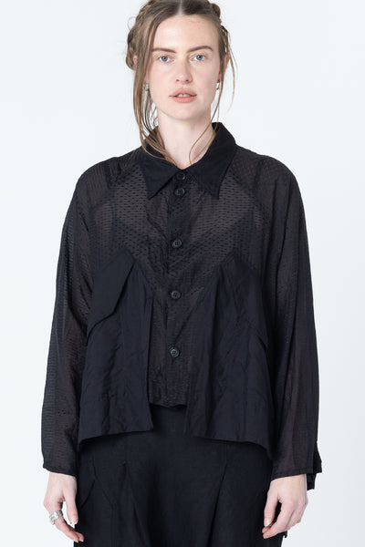 Poised Shirt Jacket | Black Dobby
