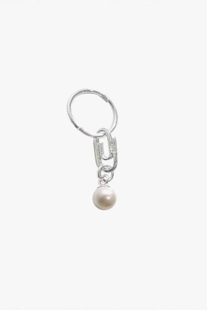 Paperclip Pearl Sleeper | Sterling Silver
