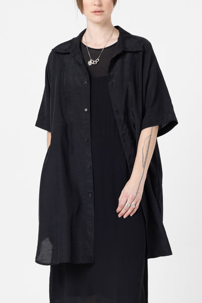 Curve Shirt Jacket | Black Slub