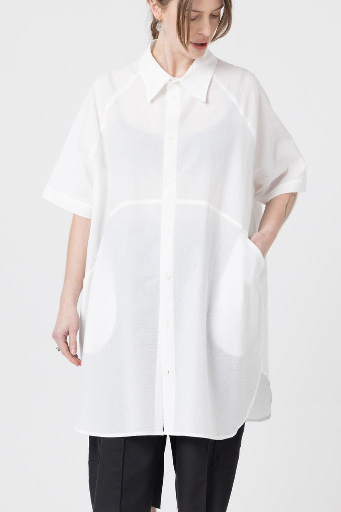 Curve Shirt Jacket | White