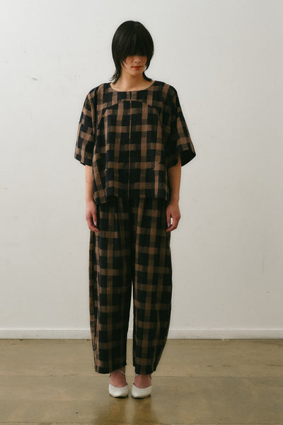 Tobira Tee | Brown Check