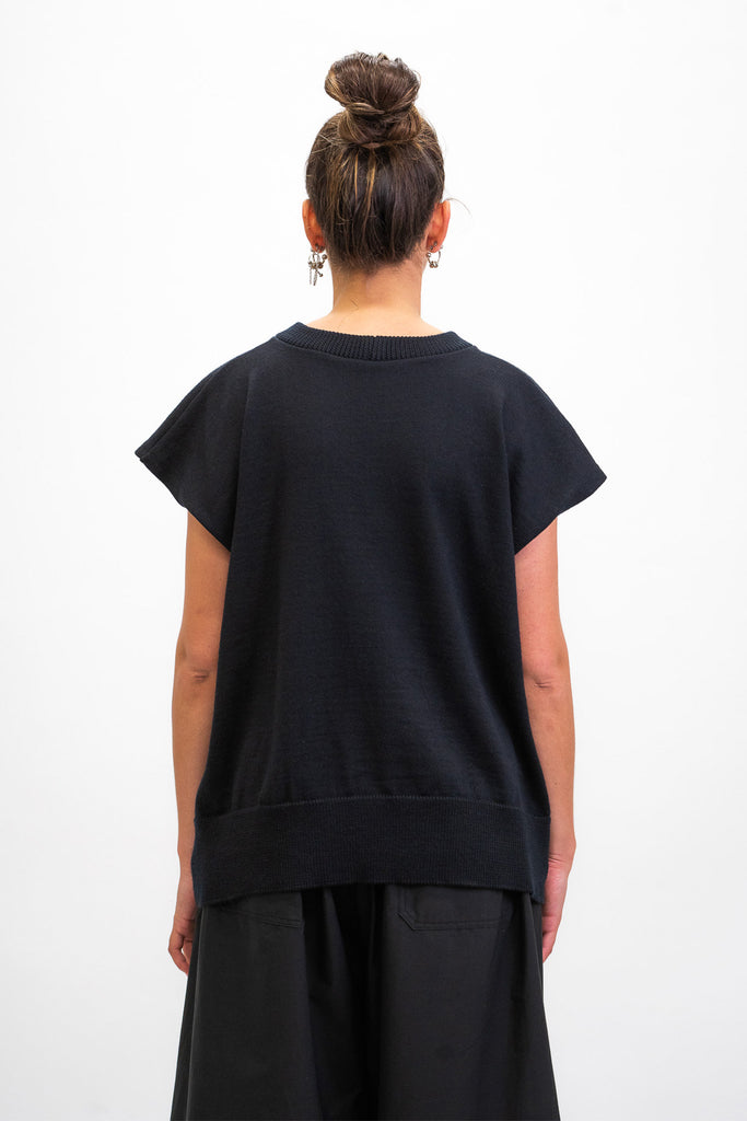 Boxy Wool Vest | Black