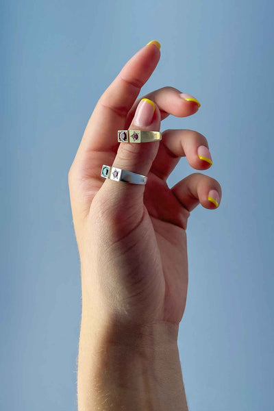 Severed Crown Ring| Silver | Emerald/Pink Tormaline