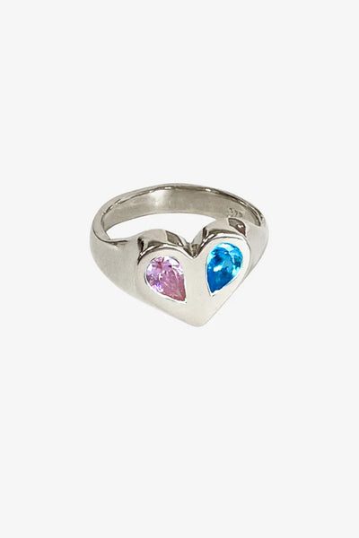Alien Heart Signet Ring | Silver | Topaz/Pink