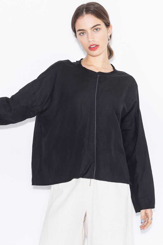 Around Sweater | Black Linen