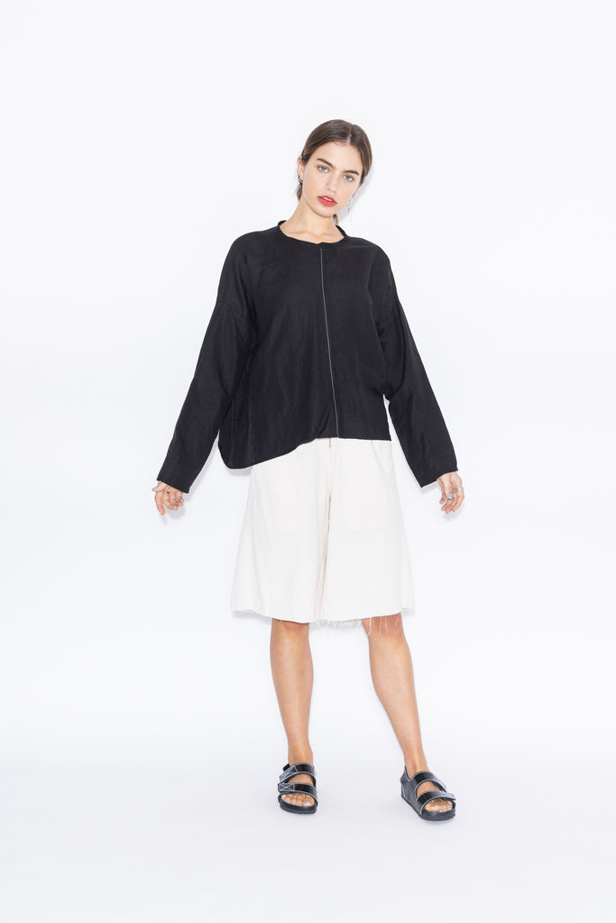 Around Sweater | Black Linen