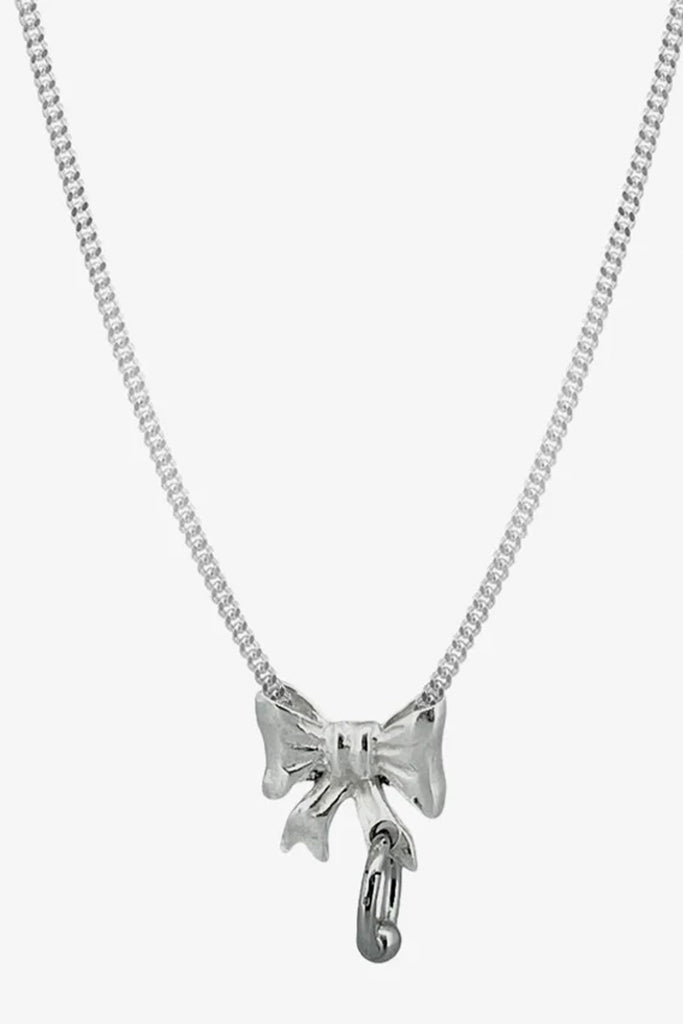 Pierced Baby Bow Necklace | Silver