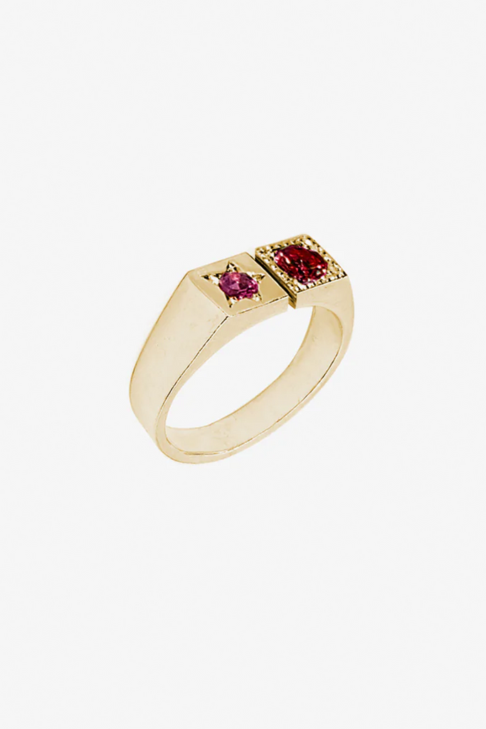 Severed Crown Ring | 9CT Gold | Ruby/Pink Tormaline